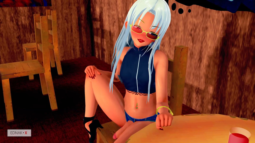 3d dick dickgirl ednak-x(artist) futa_only futanari glasses heels huge_cock huge_dick huge_penis penis smile thin white_hair