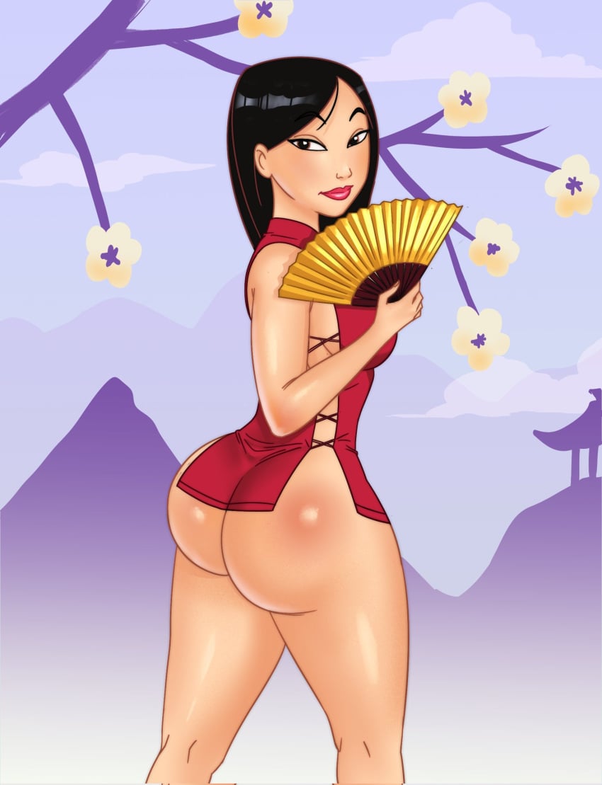 1girls ass benjicomix big_ass big_lips black_eyes black_hair bubble_ass bubble_butt butt dat_ass disney disney_princess dress fa_mulan fan female female_only folding_fan hair huge_ass lips looking_back mulan mulan_(1998_film) rear_view red_dress short_dress short_hair skimpy skimpy_dress solo solo_female thick_lips thighs tight_dress