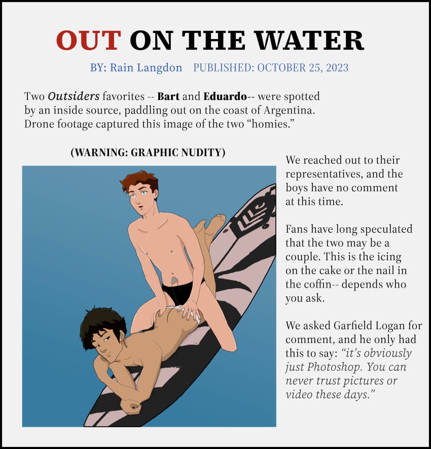 bart_allen boyfriends ed_dorado_jr eduardo_dorado_jr gay male/male male_only news newspaper rainlangdon social_media surfboard surfing young_justice