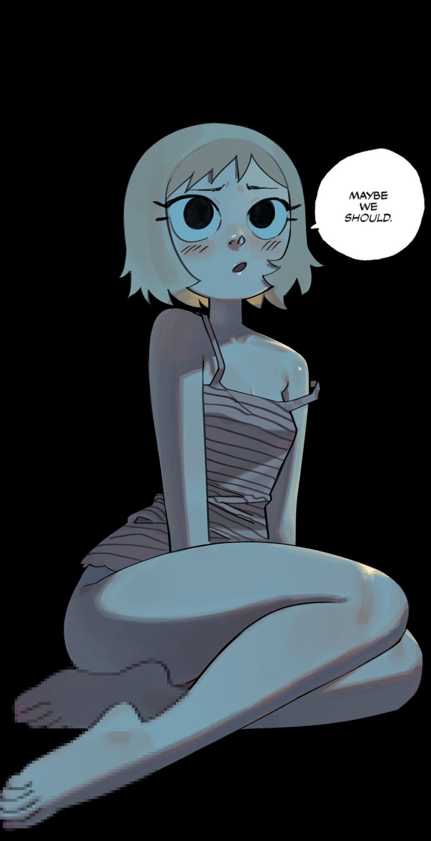 1girls blonde_female blonde_hair blush calves censored censored_feet female female_only l4wless legs light-skinned_female light_skin lisa_miller mosaic_censoring pointless_censoring scott_pilgrim thick thighs