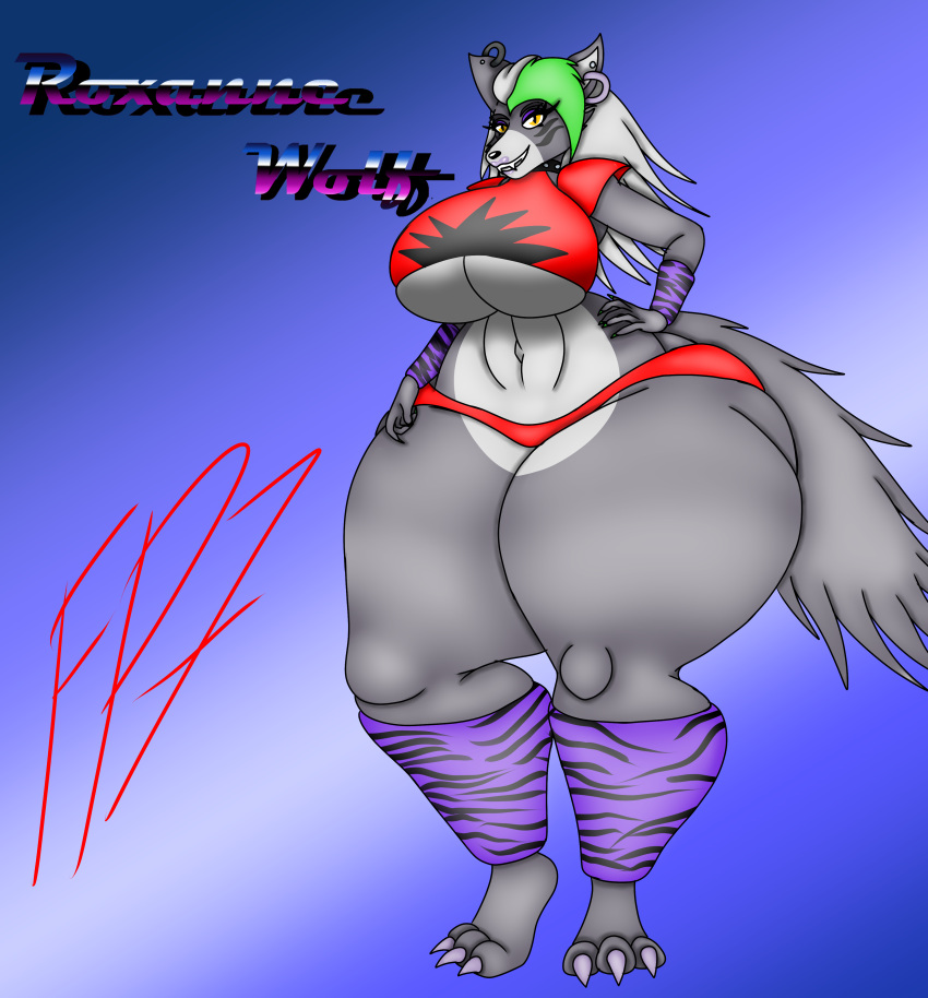 1girls 2022 anthro big_breasts breasts female female_only five_nights_at_freddy's five_nights_at_freddy's:_security_breach furry hyper_thighs no_bra roxanne_wolf_(fnaf) solo therealfalconpawnch7 thick_thighs underboob wide_hips wolf wolf_girl yiff