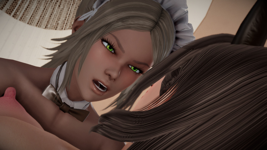 2girls ahri alternate_breast_size anotheraxus big_breasts black_hair black_hair_female dark-skinned_female dark_skin french_maid_nidalee glasses green_eyes green_eyes_female hi_res high_res high_resolution highres honey_select huge_breasts large_breasts league_of_legends light-skinned_female light_skin multiple_girls nidalee pussy riot_games sex sex_toy strap-on the_grind_series underwear vaginal_penetration vaginal_sex visible_nipples visible_pussy yellow_eyes yellow_eyes_female yuri