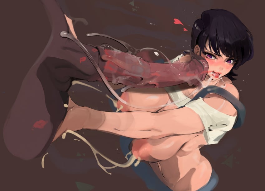 absurdly_large_cock after_bestiality fellatio hi_res horse horsecock komi-san_wa_komyushou_desu komi_shuuko lactation leaking_cum lipstick_mark lipstick_on_balls lipstick_on_penis lipstick_ring mamimi_(artist) milf short_hair two_tone_penis zoophilia