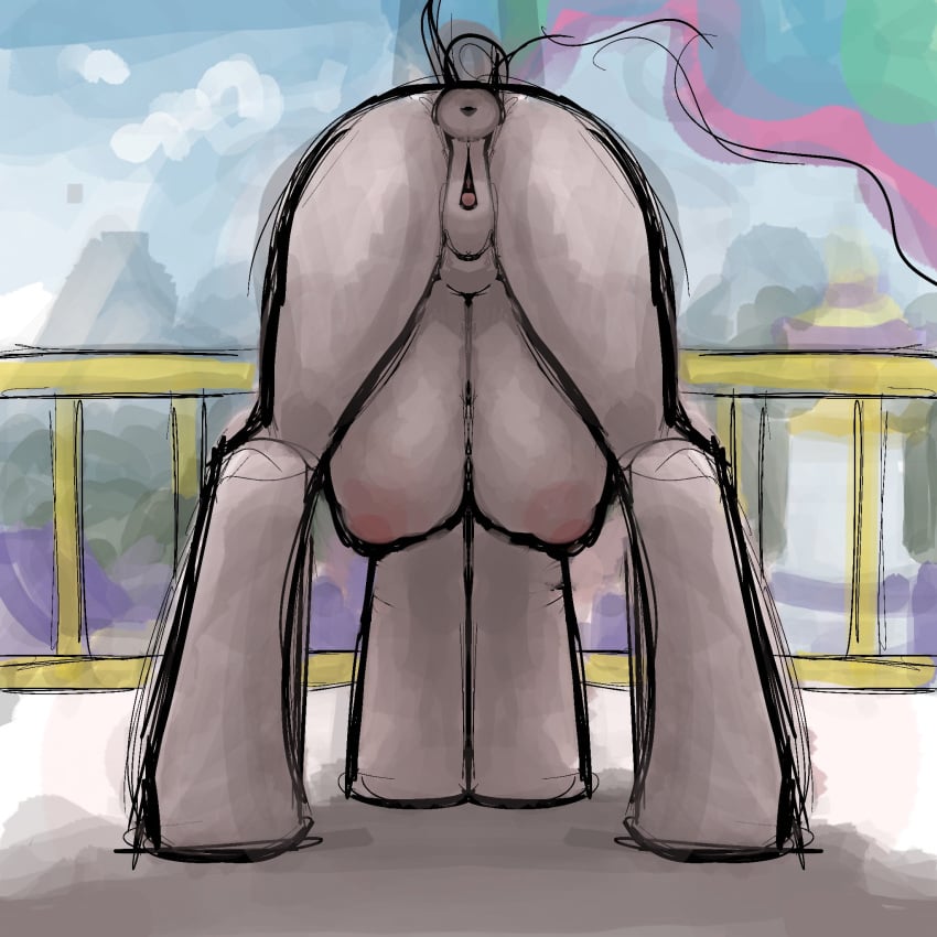 animal_genitalia animal_pussy anus ass big_breasts big_crotchboobs breasts clitoris crotch_breasts crotchboobs equid equine equine_genitalia equine_pussy female feral friendship_is_magic from_behind_position genitals hasbro hi_res horse mammal my_little_pony pony princess_celestia_(mlp) puffy_anus pussy rear_view sex solo umamipenis