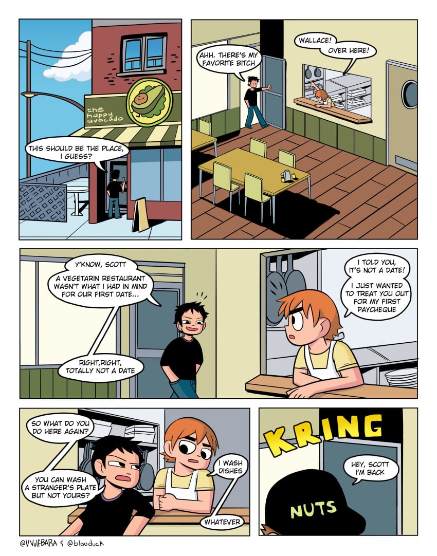 black_hair comic fully_clothed male male_only scott_pilgrim scott_w_pilgrim speech_bubble vvulfbara wallace_wells