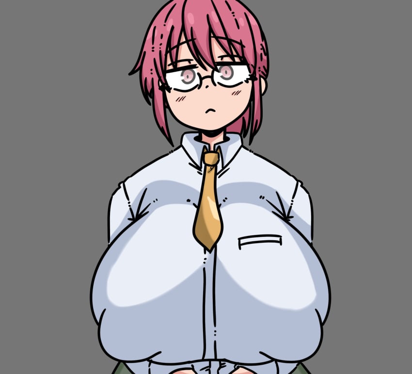 1girls alternate_breast_size big_breasts blush blush_lines eyebrows eyebrows_visible_through_hair female female_focus female_only glasses gonzalo_costa huge_breasts inakotho kobayashi large_ass looking_at_viewer miss_kobayashi's_dragon_maid nipple_bulge office_lady pink_hair ponytail solo solo_female solo_focus tie