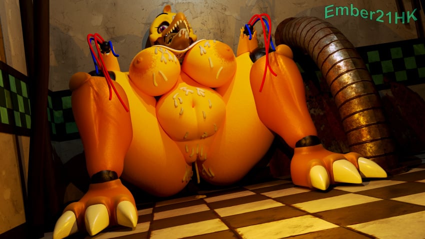 1girls 3d 4k animatronic anthro areolae belly_bulge big_ass big_belly big_breasts big_butt big_thighs blender blender_cycles chica_(fnaf) chicken cum_drip cum_in_mouth cum_in_pussy cum_inside cum_on_body cum_on_breasts ember21hk female female_only five_nights_at_freddy's five_nights_at_freddy's_2 fnaf furry hi_res huge_ass huge_breasts huge_thighs living_machine on_the_floor robot scottgames sharp_teeth solo stuffed_belly upscaled voluptuous voluptuous_female wires withered_chica yellow_body