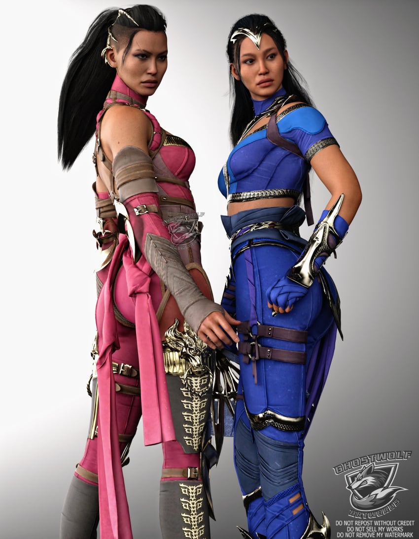 3d asian_female female_only ghostwolf kitana kitana_(new_era) loneghostwolf88 mileena mileena_(new_era) mortal_kombat mortal_kombat_1_(2023) netherrealm_studios non-nude sisters