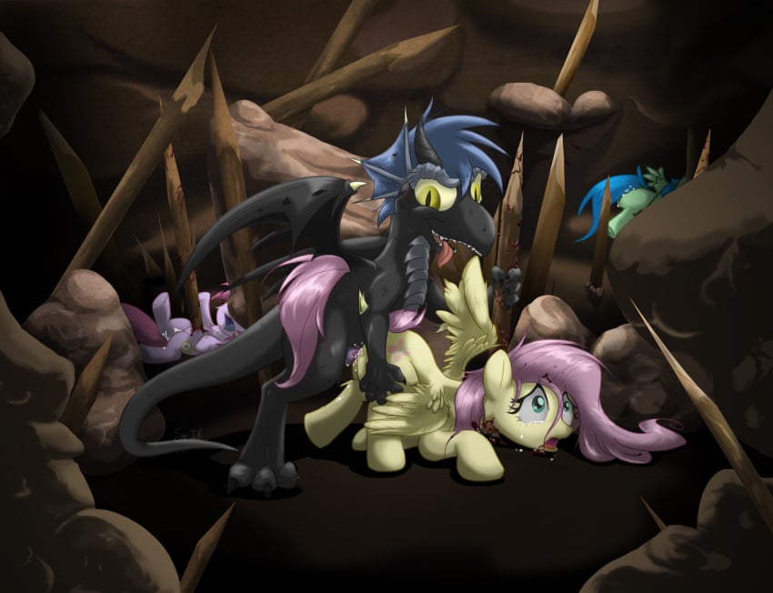 blayze blood cave dragon equine fluttershy_(mlp) friendship_is_magic gore hasbro horse my_little_pony pegasus pony rape sip snuff straight_hair