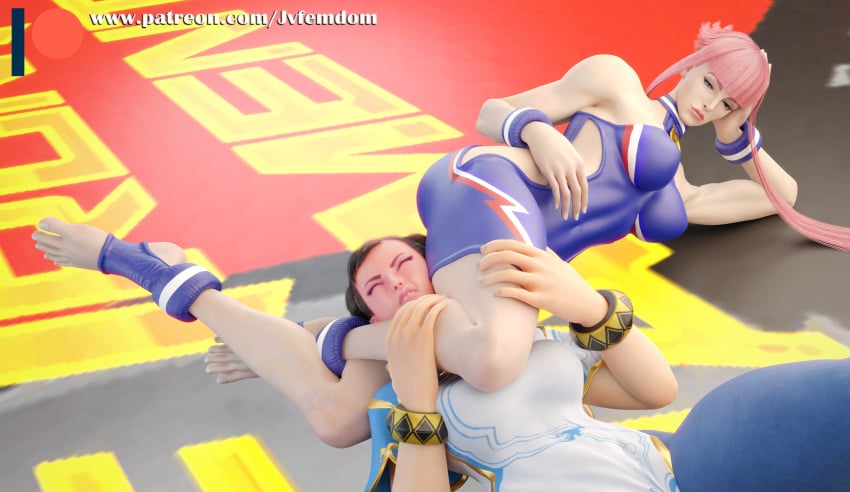 2girls 3d 3d_(artwork) absurd_res bare_legs barefoot beaten between_legs between_thighs blender brown_hair capcom chun-li dominant dominant_female domination dominatrix drama dramatic_pose feet female female_domination female_only femdom foot_fetish headscissor headscissors helpless highres jvfemdom leg_lock leglock legs long_legs looking_at_another looking_down looking_pleasured manon_legrand midriff multiple_girls pink_hair sadism sadistic short_hair soles spiked_hair squeezing stepped_on stepping stepping_on_chest stepping_on_face stepping_on_head stomp stomping street_fighter street_fighter_6 submission submissive submissive_male thick_thighs thighs tight_clothing toes trample trampling