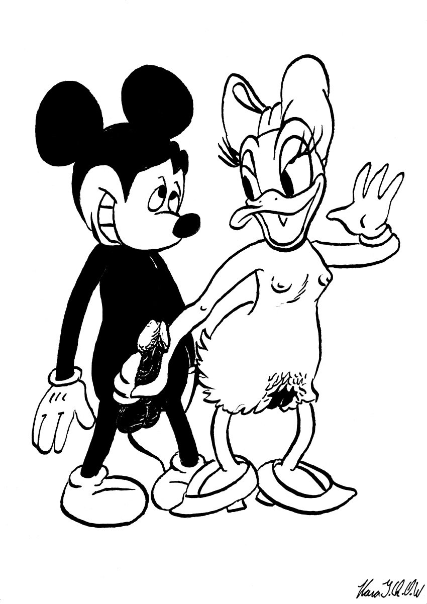 couple_swap daisy_duck disney male/female mickey_mouse nsfw small_penis tijuana_bible white_background