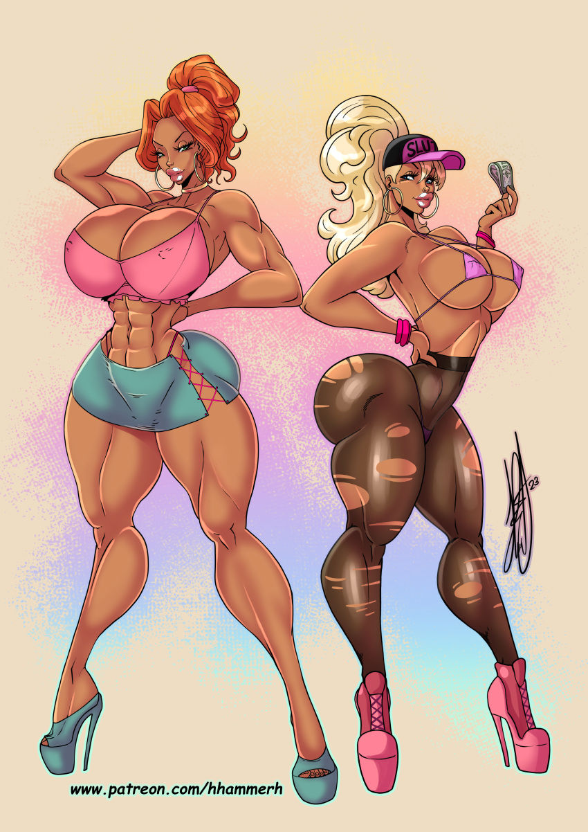 2girls abs ass bare_midriff biceps big_breasts bikini bimbo blonde_hair blue_eyes bracelet breasts bubble_butt choker cleavage erect_nipples female female_focus female_only full_body green_eyes henrik-drake hhammerh high_heel_sneakers high_heels highres hourglass_figure jane_herron jen_herron large_breasts lipstick long_hair makeup micro_bikini multiple_girls muscle_tone my_mom_and_sister_are_size_queen_sluts nipples pantyhose pinup pinup_pose platform_heels ponytail red_hair red_head skimpy skimpy_clothes skirt slutwr1ter standing tagme tan tan_body tan_skin toned toned_female wide_hips