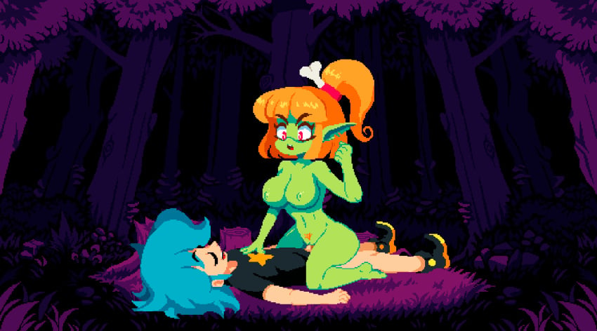 animated assertive_female bone_hair_ornament color colored cowgirl_position cum cum_in_pussy edit edited flipwitch_:_forbidden_sex_hex game_cg goblin goblin_female green_skin orange_hair pixel_animation pixel_art sprite tagme third-party_edit