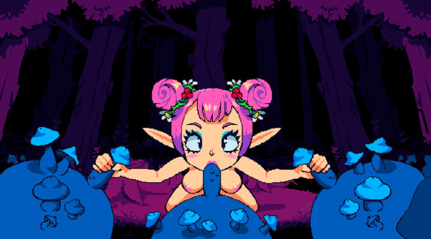 animated blowjob bukkake color colored cum cum_in_face cum_in_mouth double_handjob edit edited elf_ears flipwitch_:_forbidden_sex_hex game_cg handjob mushroom mushroom_penis naked_female pink_hair pixel_animation pixel_art sprite tagme third-party_edit