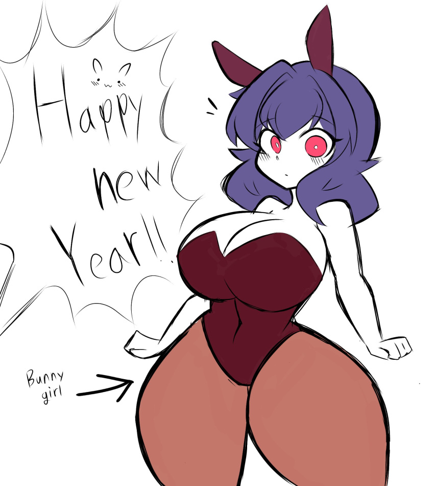 1girls big_breasts blush breasts bunnysuit huge_breasts ichigo_inoue_(sunrisenew) light-skinned_female new_year original_character purple_hair red_eyes solo sunrisenew tagme thick_thighs voluptuous year_of_the_rabbit