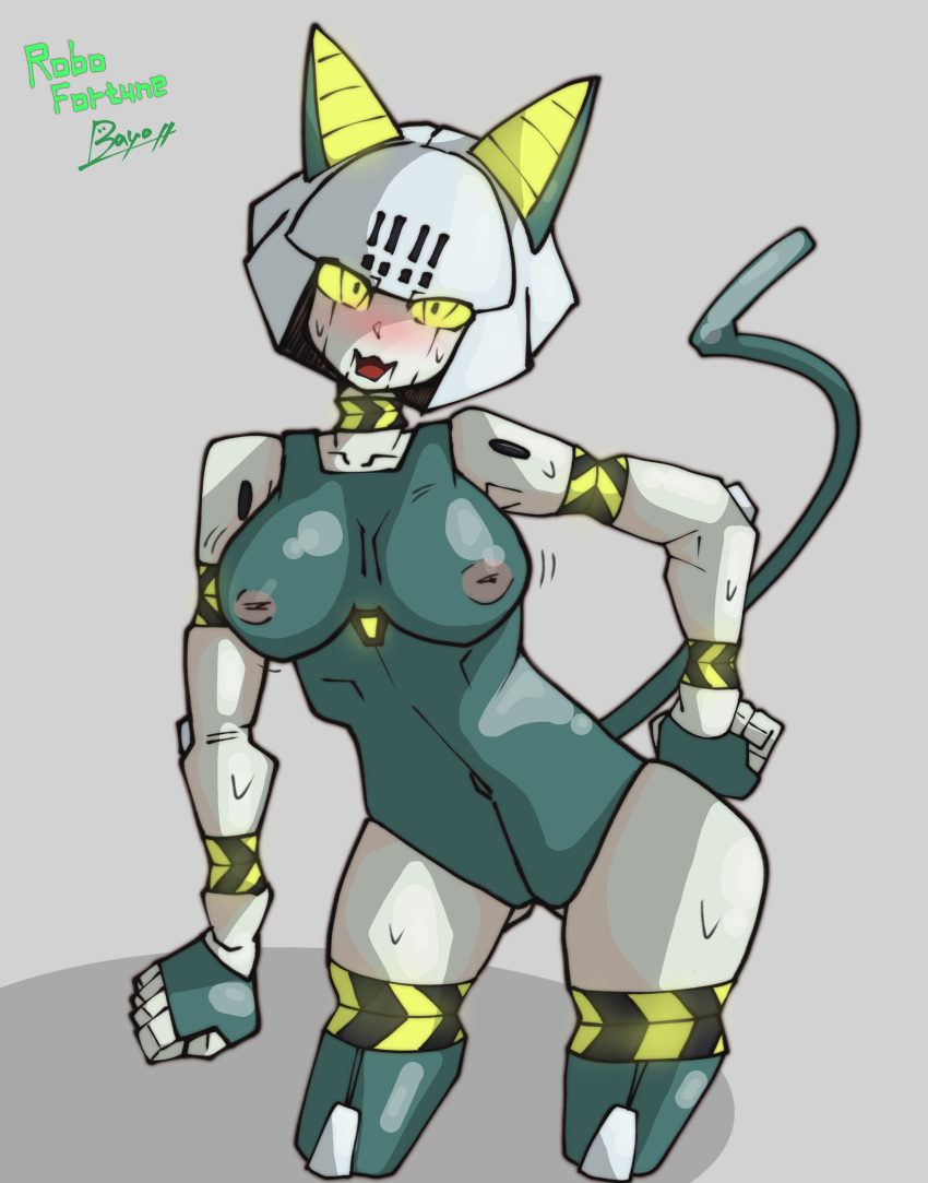 bayonetto blush female looking_at_viewer nude nude_female open_mouth robo-fortune robot robot_girl skullgirls sweat video_games