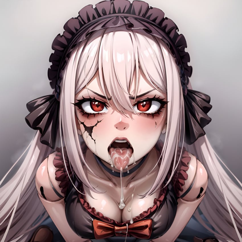 1girls after_fellatio after_oral ai_generated angry angry_face arbitrary cleavage cracked_skin cum cum_in_mouth cum_on_breasts cumdrip doll doll_joints female female_only hi_res indie_virtual_youtuber jowol large_breasts open_mouth oral_creampie pink_hair porcelainmaid red_eyes ribbon stable_diffusion tongue_out virtual_youtuber