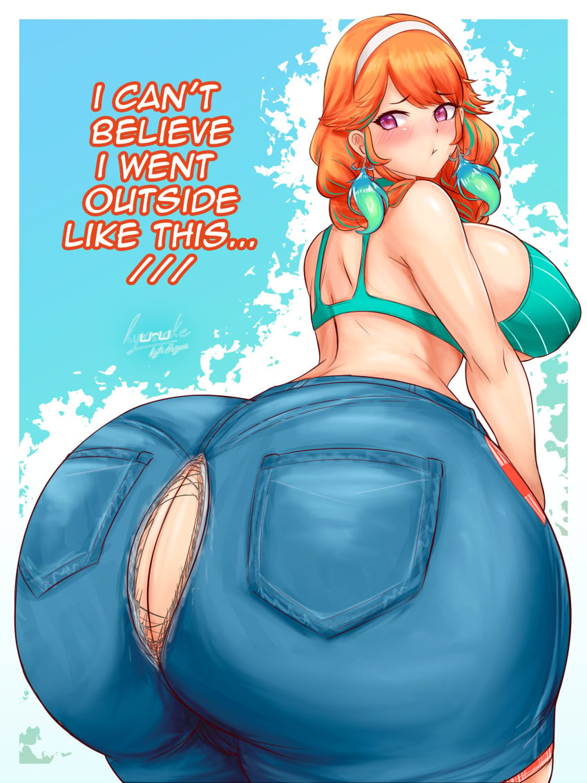 alternate_version_available ass_window big_ass big_butt bubble_butt english_text hololive hololive_english hololive_myth kusotori large_breasts ripped_clothing ryusuke_kh_(ryusuke_kyte_hagane) ryusuke_kyte_hagane sideboob takanashi_kiara text torn_open_bottoms virtual_youtuber vtuber