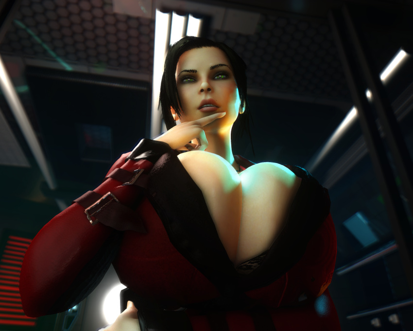 1girls 3d 3d_(artwork) alternate_ass_size alternate_breast_size ass black_hair breasts breasts_bigger_than_head breasts_bigger_than_torso breasts_focus cleavage clothed clothed_female elexis_sinclaire female female_only female_solo from_below gigantic_ass gigantic_breasts green_eyes hand_on_chin hourglass_figure huge_ass huge_breasts human human_female human_only looking_forward necklace sin_(game) skin_tight small_waist solo solo_female thin_waist top_heavy vaako wasp_waist wide_hips