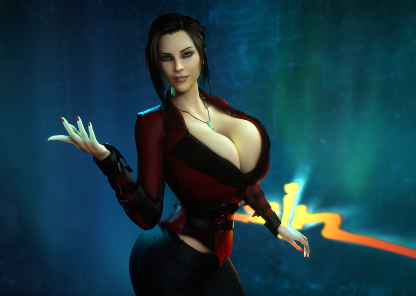 1girls 3d 3d_(artwork) alternate_ass_size alternate_breast_size ass black_hair breasts breasts_bigger_than_head breasts_bigger_than_torso cleavage clothed clothed_female elexis_sinclaire female female_only female_solo gigantic_ass gigantic_breasts green_eyes hourglass_figure huge_ass huge_breasts human human_female human_only looking_at_viewer necklace sin_(game) skin_tight small_waist solo solo_female thin_waist top_heavy vaako wasp_waist wide_hips