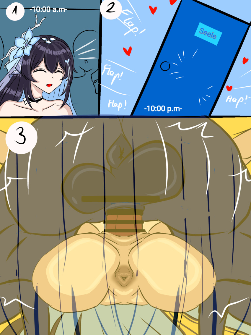 1girls backsack censored cinthya!!(r18) deep_penetration dominant honkai_impact honkai_impact_3rd horsecock huge_ass male_anus mating_press rape rough_sex seele_vollerei seele_vollerei_(herrscher_of_rebirth) sex text