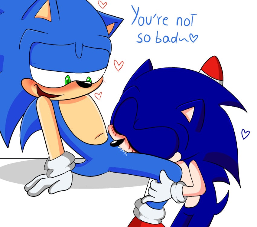 ankifun blush ejaculation english_text fellatio gay genital_fluids gloves green_eyes kneeling mobian_(species) oral penis_in_mouth simple_background smile sonexe sonic.exe sonic.exe_(character) sonic.exe_(series) sonic_(series) sonic_the_hedgehog sonic_the_hedgehog_(series) white_background yaoi