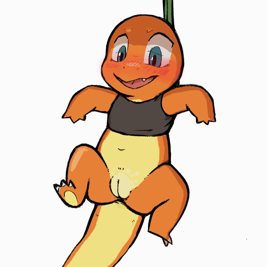 animated blush bound charmander fangs female feral generation_1_pokemon genitals hanging_from_ceiling harness hi_res nintendo open_mouth pokemon pokemon_(species) presenting presenting_pussy pussy scalie solo teeth twentyfur