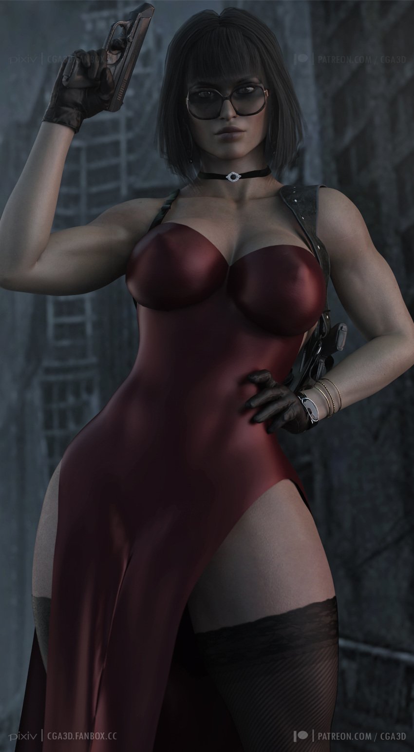 1girls 3d abs ada_wong ada_wong_(cosplay) bangs big_breasts black_hair bob_cut bracelets capcom cga3d choke cosplay crossover_cosplay curvaceous curvy_female curvy_figure dbd dead_by_daylight dress erotichris female female_only fully_clothed fusion fusion_character huge_breasts image mortal_kombat mortal_kombat_x netherrealm_studios resident_evil resident_evil_4 resident_evil_4_remake short_hair solo sunglasses tanya_(mortal_kombat) thick_ass thick_thighs tight_clothing tinted_eyewear toned_legs voluptuous voluptuous_female wide_hips