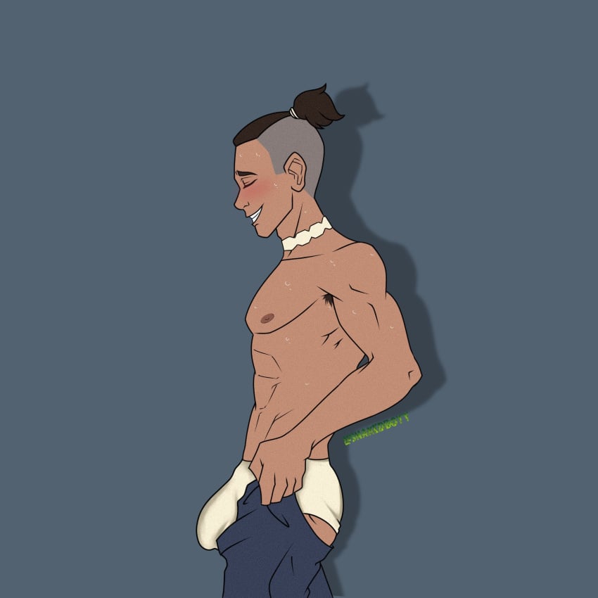 1boy avatar_legends avatar_the_last_airbender bulge female male_only no_visible_genitalia skinny snakedboyy sokka solo solo_male tight_pants_(meme) topless underwear undressing water_tribe young