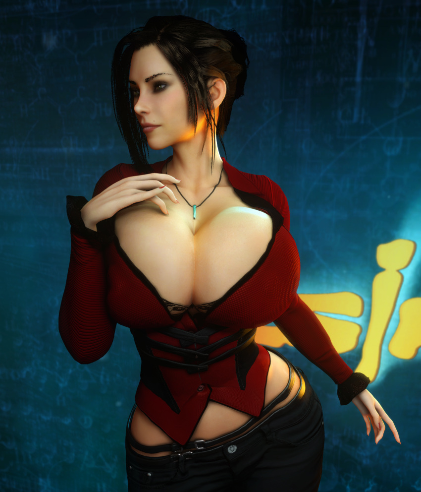 1girls 3d 3d_(artwork) alternate_ass_size alternate_breast_size ass black_hair breasts breasts_bigger_than_head breasts_bigger_than_torso cleavage clothed clothed_female elexis_sinclaire female female_only female_solo gigantic_ass gigantic_breasts green_eyes hourglass_figure huge_ass huge_breasts human human_female human_only looking_away necklace sin_(game) skin_tight small_waist solo solo_female thin_waist top_heavy vaako wasp_waist wide_hips