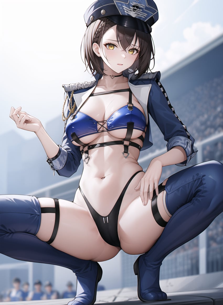 ai_generated azur_lane baltimore_(azur_lane) breasts female female_focus fully_clothed large_breasts lunarheron nude race_queen revealing_clothes self_upload skimpy_clothes