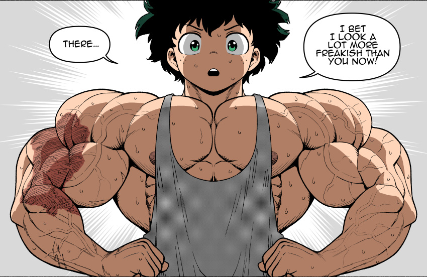 1boy absurd_res boku_no_hero_academia color_edit comic_panel flexing izuku_midoriya juanitoarcoiris1 male male_focus male_only muscle muscle_tone muscles muscular muscular_arms muscular_male my_hero_academia pokkuti posing solo solo_focus solo_male tagme tank_top third-party_edit