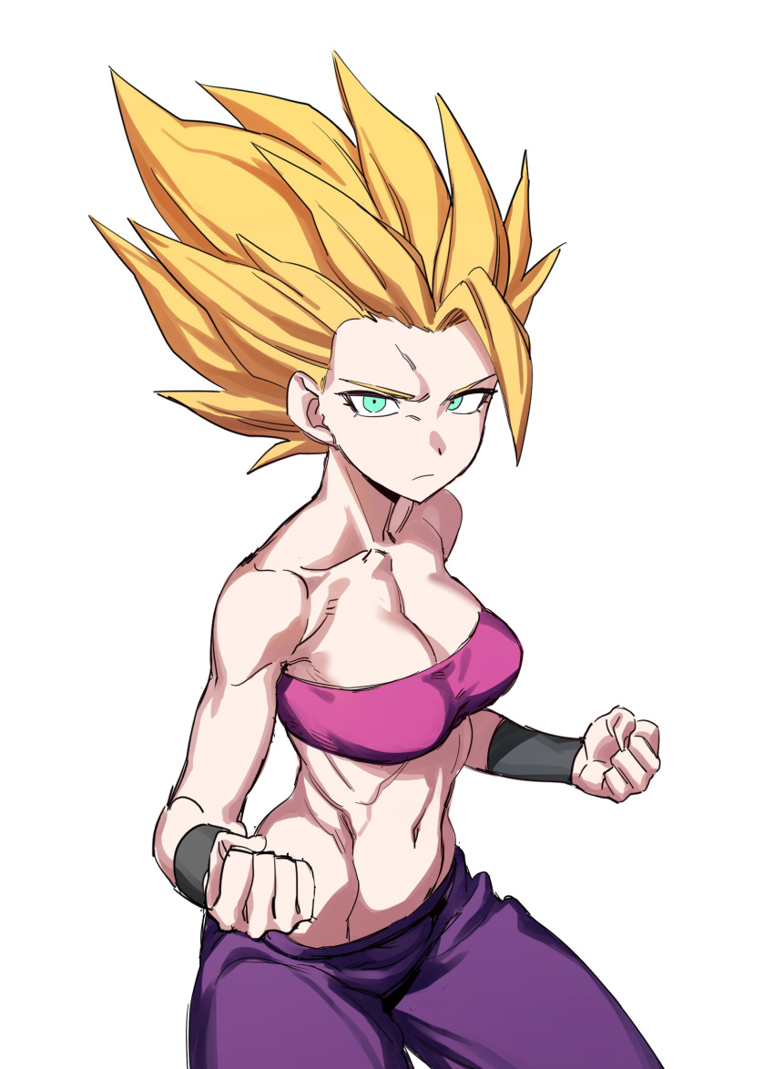 1girls arabian_clothes belly_button blue_eyes caulifla dragon_ball dragon_ball_super dragon_ball_z looking_at_viewer medium_breasts navel posing purple_panties saiyan saiyan_girl serious spiked_hair spiky_hair super_saiyan super_saiyan_2 yellow_hair zquung