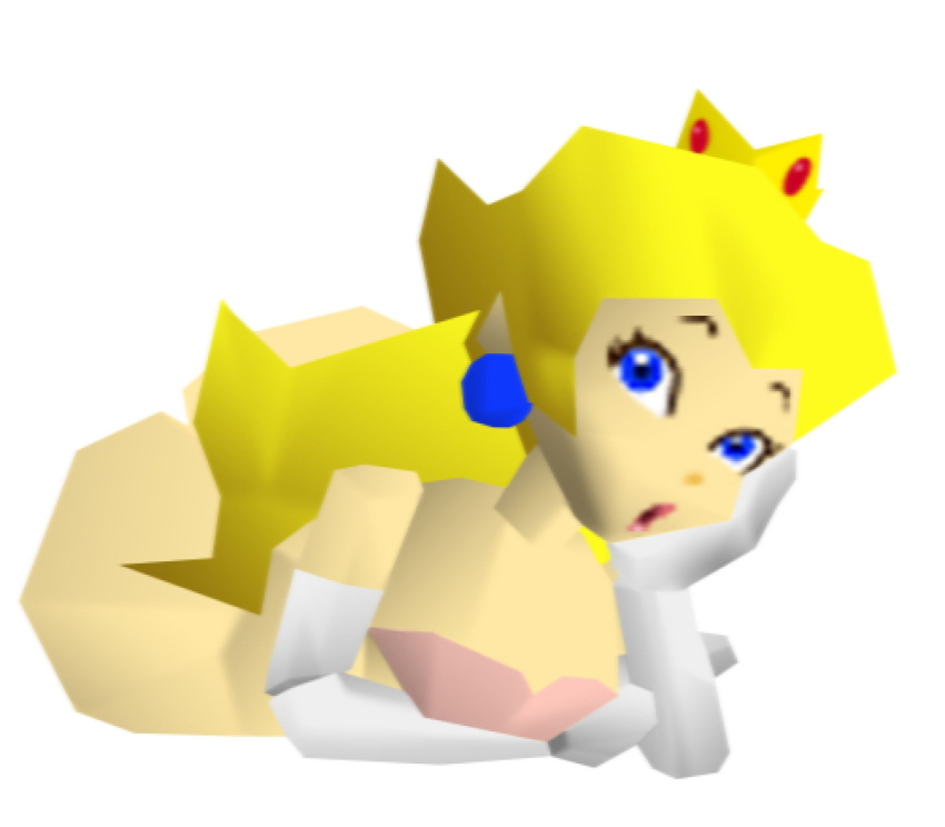 1girls accurate_art_style ass blonde blonde_female blonde_hair blonde_hair_female blue_eyes breasts elbow_gloves female female_only hexanne inviting long_hair low_poly low_poly_peach mario_(series) naked nintendo nintendo_64 polygon polygonal princess_peach simple_background solo super_mario_64 tagme white_background white_gloves