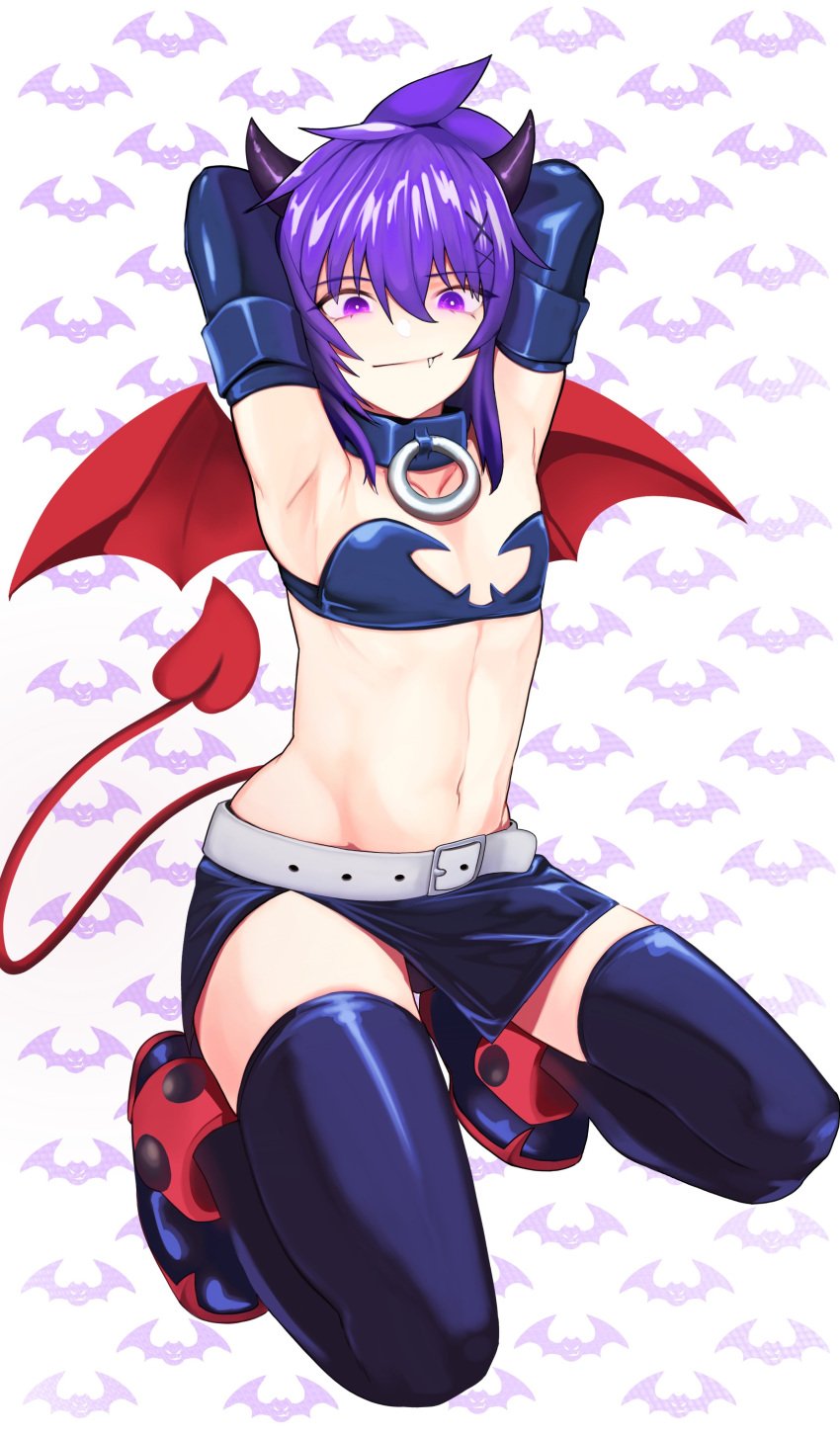 absolute_territory armpits arms_above_head arms_behind_head arms_up ash(succuboy) bdsm_collar collar cosplay demon demon_boy demon_femboy demon_horns demon_tail disgaea etna etna_(cosplay) fang fang_smile fangs femboy feminine_male flat_chest flat_chested girly gloves kkun88 latex latex_armwear latex_clothing latex_gloves latex_legwear latex_stockings latex_thighhighs light-skinned light-skinned_male light_skin long_ears long_gloves looking_at_viewer nippon_ichi_software on_knees one_fang pale-skinned_femboy pale-skinned_male pale_body pale_skin pony_tail ponytail posing posing_for_the_viewer purple_eyes purple_hair red_tail red_wings seiza single_fang smile smile_at_viewer spade_tail spiked_hair spiky_hair spiky_ponytail succuboi succubus succubus_(male) succubus_costume succubus_horns succubus_tail succubus_wings thigh_highs thighhighs virtual_youtuber vtuber