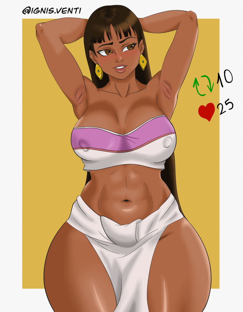 1girls big_breasts big_hips black_hair brown_body chel curves curvy dark-skinned_female dark_skin dreamworks female female_only ignis.venti the_road_to_el_dorado thick_thighs voluptuous