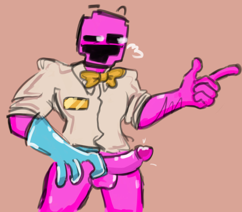 1boy dayshift_at_freddy's dsaf hand_gesture henry_miller_(dayshift_at_freddy's) male_only penis pink_penis pink_skin shitpost simple_background solo_male