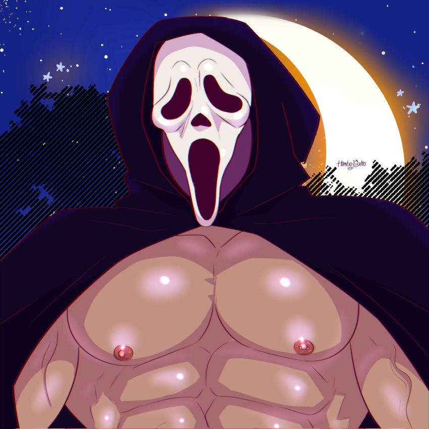 1boy 2023 bara bara_tits barazoku biceps gay ghostface ghostface_(scream) himbocatto looking_at_viewer male male_focus male_nipples male_only manly masked masked_male muscular_male nipples pecs scream scream_(franchise) solo solo_male yaoi