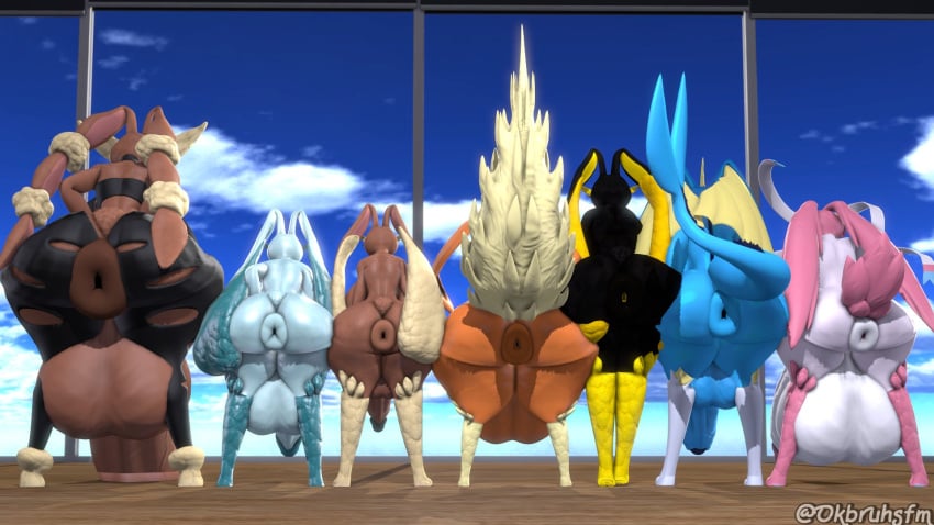 3d 3d_(artwork) 7futas ass_bigger_than_head ass_focus backboob big_balls big_breasts big_penis breasts_bigger_than_head clothed donut_anus eevee eeveelution flareon futa_only futanari glaceon huge_balls huge_breasts huge_cock hyper_penis inner_sideboob lopunny mega_evolution mega_lopunny nintendo nipples_visible_through_clothing no_bra no_underwear nude ok_bruh penis pokémon_(species) pokemon pokemon_(species) pokemon_fusion sylveon sylvunny_(pervertguy341) umbreon underboob vaporeon vaporunny