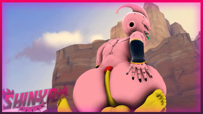 3d_(artwork) ass babidi big_ass big_butt buttjob cock_between_ass digital_media_(artwork) dragon_ball gay goo_creature green_tongue hand_on_ass hand_on_butt hand_on_own_ass hi_res humanoid kid_buu looking_back majin majin_buu male male/male penis_between_ass shinyagaia sitting_on_penis source_filmmaker thick_thighs tongue tongue_out