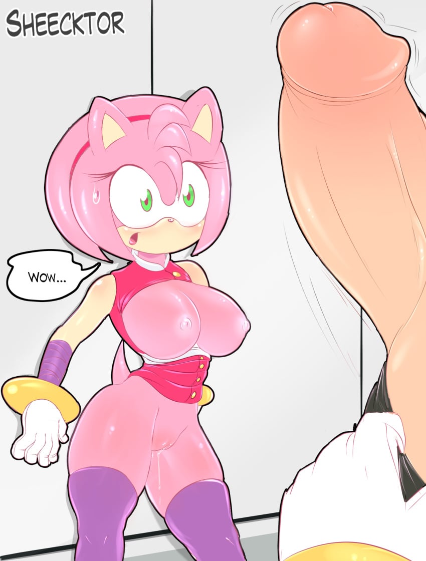 amy_rose amy_rose_(boom) anthro big_breasts bodily_fluids breasts dr._eggman duo eulipotyphlan female genital_fluids genitals hedgehog hi_res male male/female mammal penis pussy_juice sega sheecktor sonic_(series) sonic_boom sonic_the_hedgehog_(series)