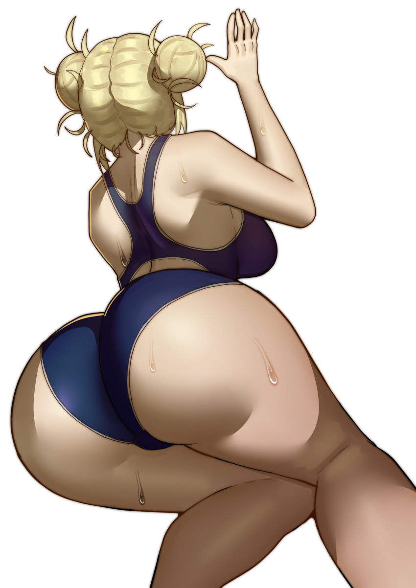 1girls ass blonde_hair breasts dat_ass doublehero female highleg_swimsuit himiko_toga hips huge_ass large_breasts my_hero_academia one-piece_swimsuit swimsuit thick_thighs thighs twin_buns wide_hips