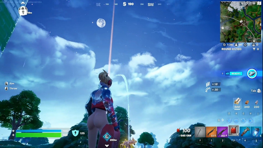 ass_focus big_ass blonde_hair bottomless exposed_ass female female_only fortnite gameplay gameplay_screenshot light_skin nude_mod versa_(fortnite) video_games weapon