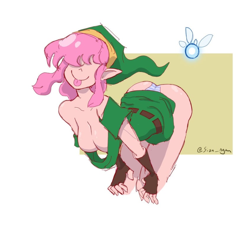 ass blep breasts link link_(shounen_captain) ocarina_of_time panties pink_hair rule_63 sian_nyan tagme the_legend_of_zelda