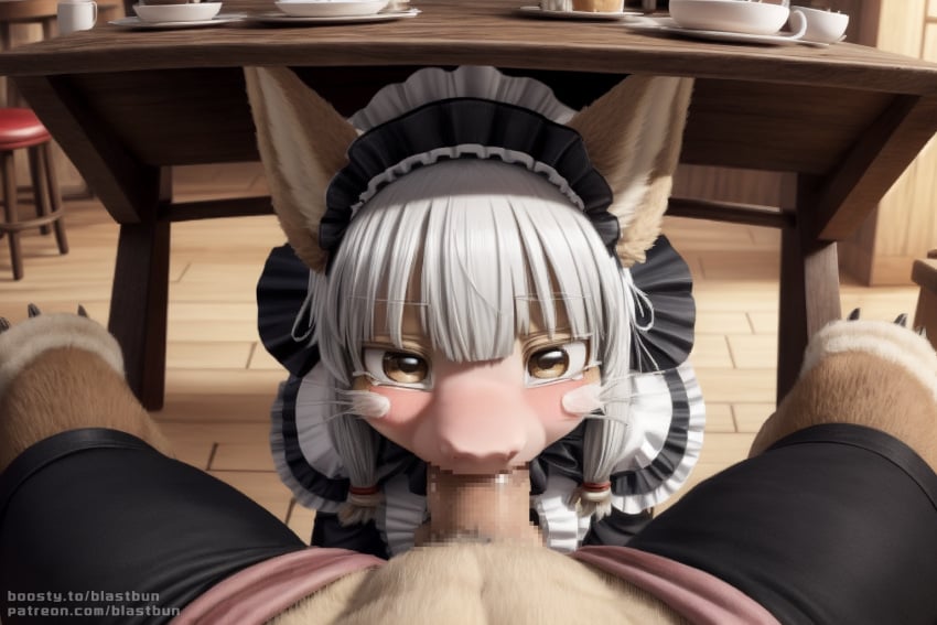 ai_generated blastbun blowjob furry hide_sex made_in_abyss narehate nsfw table