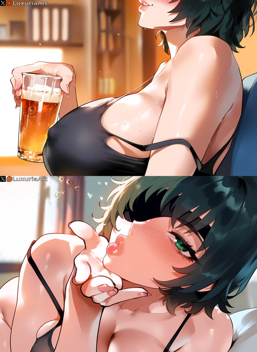 ai_generated big_lips chainsaw_man close-up dark_hair flirting himeno_(chainsaw_man) huge_breasts luxuriaart massive_breasts mommy pov_eye_contact teasing thiccwithaq_(ai_style) thick_lips