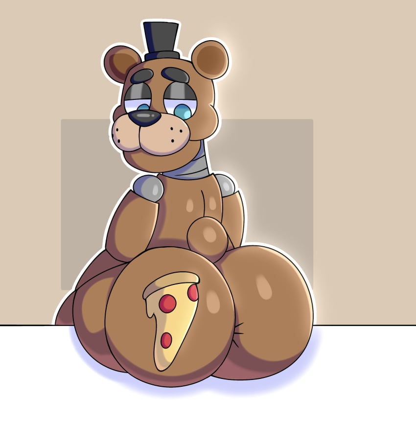 anthro anus ass_up bear big_ass bubble_butt digital_media_(artwork) five_nights_at_freddy's fnaf food food_on_ass freddy_(fnaf) freddy_fazbear freddy_fazgyatt furry male_only pizza robot sitting thebigbuddy