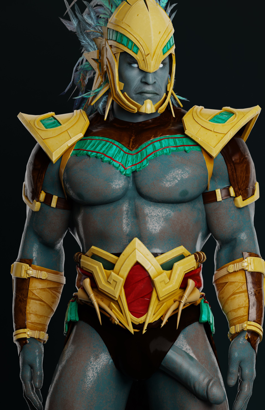 1boy 3d abs accidental_exposure bara black_underwear cock_slip headdress kotal_kahn male male_focus male_only mortal_kombat mortal_kombat_11 muscles muscular muscular_male netherrealm_studios osh-tekk sagegr serious serious_look solo solo_male stern_expression wardrobe_malfunction