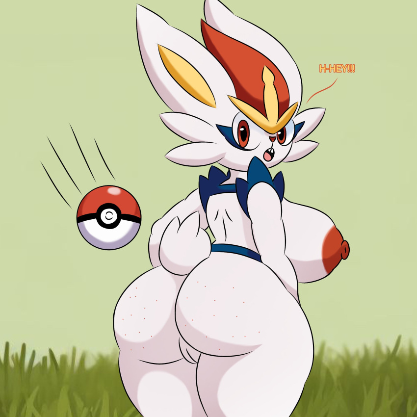 anthro ass blushing breasts cinderace eyes eyes_open female furry furry_only generation_8_pokemon nsfwlittleguy open_mouth pokémon_(species) pokeball pokemon pussy tagme thighs tits tongue