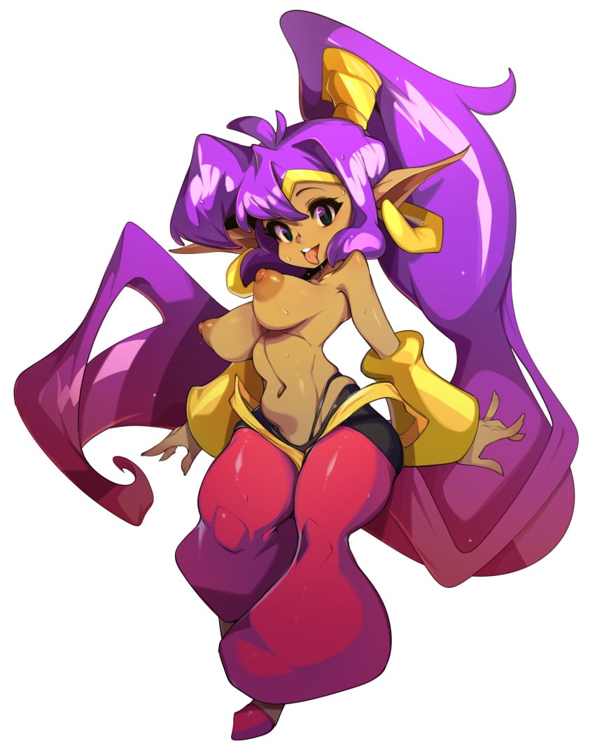 breasts female female_focus female_only nipples purple_hair shantae shantae:_half-genie_hero shantae_(character) shantae_and_the_pirate's_curse shantae_and_the_seven_sirens slugbox tongue tongue_out topless topless_female wayforward